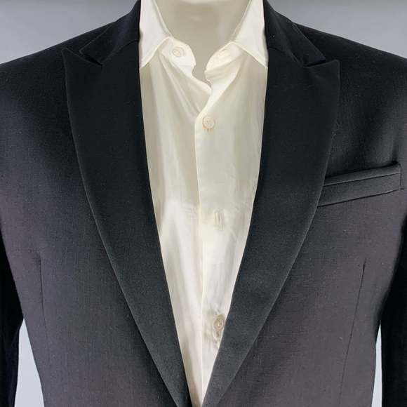 JUST CAVALLI Black Cotton Blend Single Breasted Tuxedo - Picture 2 of 16